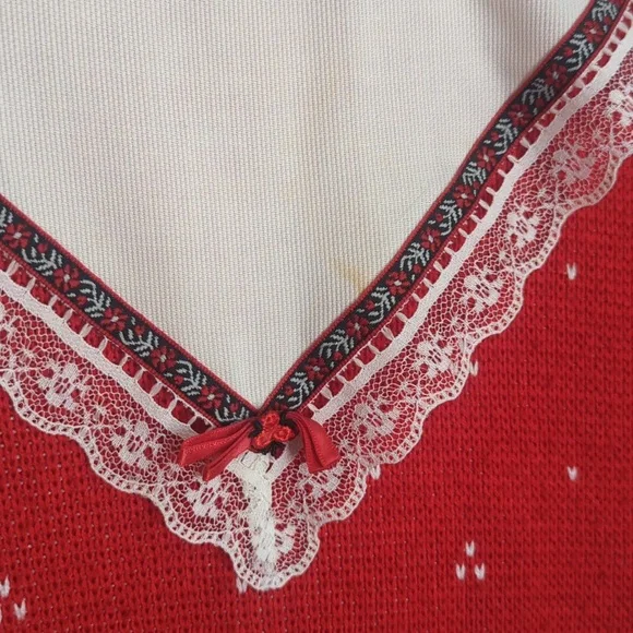 Vintage Scott McClintock 1980s Red White Pullover Sweater Bibbed Collar Small - Picture 3 of 9